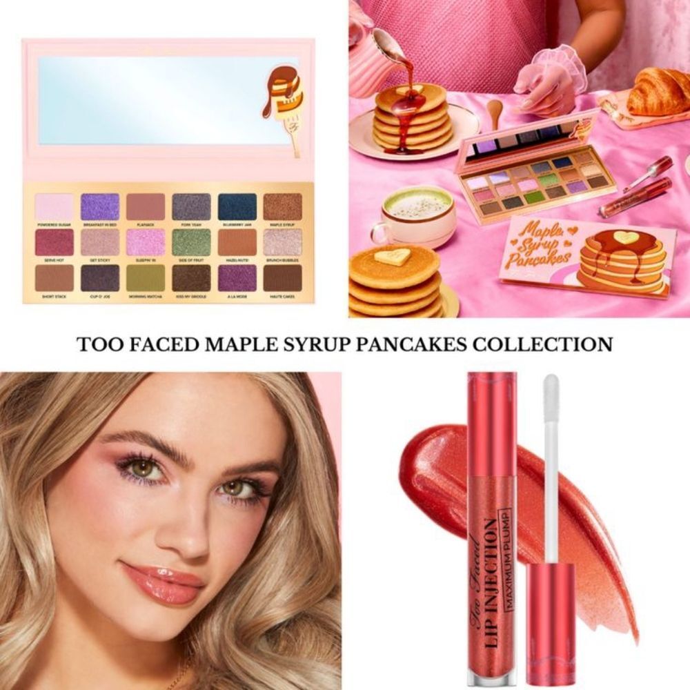 Too Faced Maple Syrup Pancakes Eyeshadow and Lip Injections Set New in boxes!!